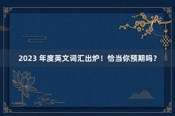 2023 年度英文词汇出炉！恰当你预期吗？